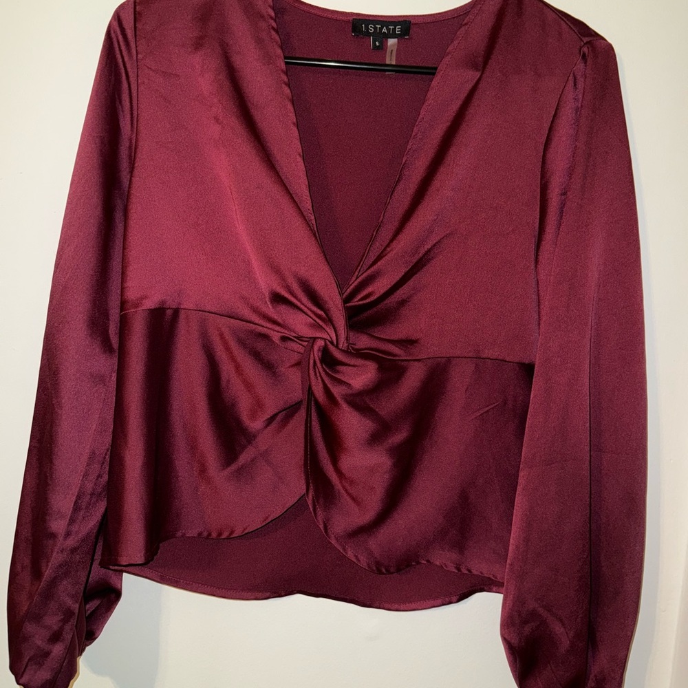 1. State Women's Deep Red Twist Blouse